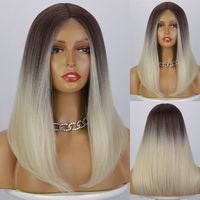 Ladies Wigs Lace In The Gradient Color Long Straight Hair Wigs Chemical Fiber Headgear sku image 1