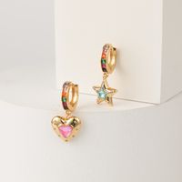 Korean Style Heart Star Shape Inlaid Zircon Asymmetry Drop Earrings Wholesale main image 5