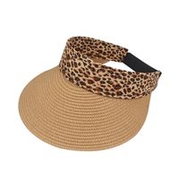 Sombrero Para El Sol De Moda, Sombrero De Paja Plegable Con Estampado De Leopardo Simple main image 6
