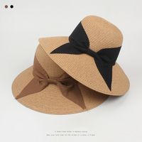 Fashion Simple Bow Big Brim Sun Hat Simple Straw Hat main image 1