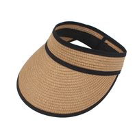 Sombrero De Paja Con La Letra K Bordada Con Protección Solar Plegable A La Moda main image 6