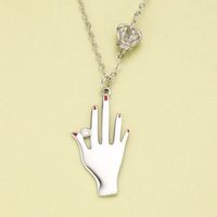 Retro Hand Pendent Inlaid Zircon Crown 925 Silver Necklace main image 4