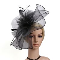 Fashion Mesh Fabric Solid Color Feather Hat-shape Hair Accessories Wholesale main image 1
