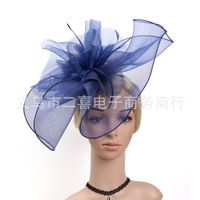 Fashion Mesh Fabric Solid Color Feather Hat-shape Hair Accessories Wholesale main image 3
