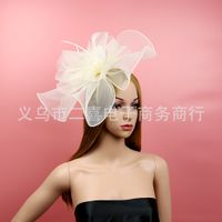 Fashion Mesh Fabric Solid Color Feather Hat-shape Hair Accessories Wholesale main image 4