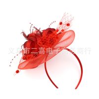 New Feather Bridal Mesh Fascinators Bow Small Hat Accessories Hairband main image 2