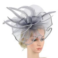 Boutique Maille Tête Fleur Plume Accessoires Chapeau Haut De Forme Épingle À Cheveux Mariée main image 1