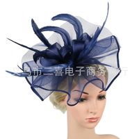 Boutique Maille Tête Fleur Plume Accessoires Chapeau Haut De Forme Épingle À Cheveux Mariée main image 4