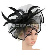 Boutique Maille Tête Fleur Plume Accessoires Chapeau Haut De Forme Épingle À Cheveux Mariée main image 6