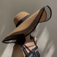 Fashion Hat Sunshade Big Brim Straw Hat Simple Beach Hat main image 4