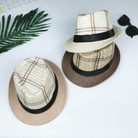 Mode Plaid Chapeau De Paille Plage Soleil Chapeau Crème Solaire Chapeau De Jazz main image 1