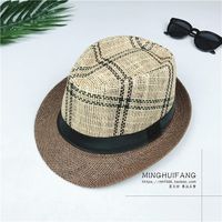 Fashion Plaid Straw Hat Beach Sun Hat Sunscreen Jazz Hat main image 3