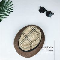 Fashion Plaid Straw Hat Beach Sun Hat Sunscreen Jazz Hat main image 6