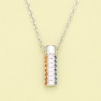 Einfache Halskette Aus 925er Silber Mit Eingelegtem Farbigem Zirkonium-flaschenanhänger sku image 1