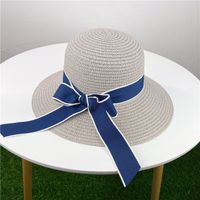 Fashion Ribbon Simple Bow Solid Color Big Brimmed Hat main image 6