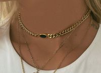 Fashion Jewelry Women's Black Oval Pendant Titanium Steel Necklace main image 3