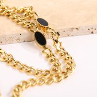 Fashion Jewelry Women's Black Oval Pendant Titanium Steel Necklace main image 4