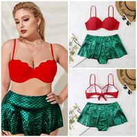 Swimsuit Female Triangle Split Fish Scale Printing Large Size Woman main image 1