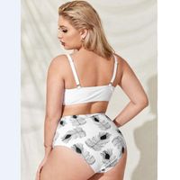 New Leaf Print Bikini Large Size Split Women's High Waist Swimwear main image 4