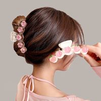Korean Style Peach Flower Bow Heart Hair Clip Shark Clip Hair Accessories main image 1