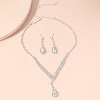 Simple Water Drop Pearl Pendant Fashion Alloy Necklace Earring Set main image 4