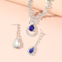 Fashion Water Drop Pendant Jewelry Simple Alloy Necklace Earrings Set main image 3