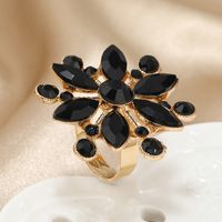 Fashion Exaggerated Diamond Flower Open Alloy Ring Wholesale main image 3