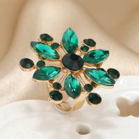 Fashion Exaggerated Diamond Flower Open Alloy Ring Wholesale main image 5