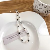 Black And White Bamboo New Pearl Necklace Beaded Thin White main image 6