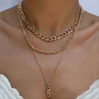 Simple Alloy Necklace Hip-hop Thick Stitching Multi-layer Clavicle Chain main image 1