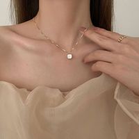 Square Shell Ladies Simple White Fashion Pendant Alloy Clavicle Chain main image 1