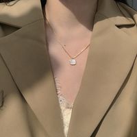 Square Shell Ladies Simple White Fashion Pendant Alloy Clavicle Chain main image 3