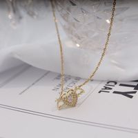 Cupid Heart Alloy Hollow Diamond Angel Wing Pendant Necklace main image 4