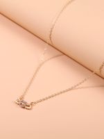 Cupid Heart Alloy Hollow Diamond Angel Wing Pendant Necklace main image 6