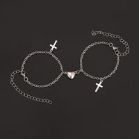 New Cross Heart-shaped Pendant Simple Heart-shaped Magnet Attracts Alloy Bracelets main image 5
