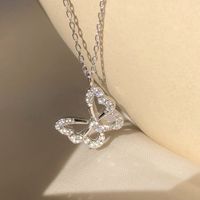 Silver Butterfly Simple Ladies Hollow Butterfly Pendant Diamond Clavicle Alloy Chain main image 6