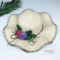 Fashion Flower Straw Hat Sun Simple Solid Color Sunshade Hat main image 3
