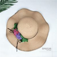 Fashion Flower Straw Hat Sun Simple Solid Color Sunshade Hat main image 5
