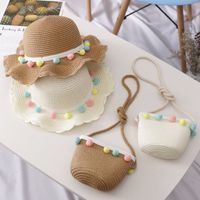 Summer Korean Children's Sunscreen Sun Hat Straw Hat Messenger Bag main image 1