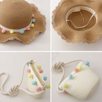Summer Korean Children's Sunscreen Sun Hat Straw Hat Messenger Bag main image 4