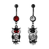 New Piercing Jewelry Black Owl Diamond Belly Button Ring Belly Button Nail main image 2