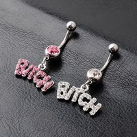 Fashion Letter Alloy Diamond Belly Ring main image 5