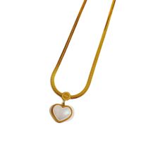 Mode Neue Titanstahlbeschichtete 18 Karat Gold Einfache Herzförmige Perlenkette main image 6