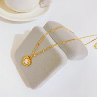 Fashion New Titanium Steel Plated 18k Gold Simple Heart-shaped Micro-diamond Clavicle Chain main image 3