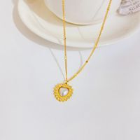 Fashion New Titanium Steel Plated 18k Gold Simple Heart-shaped Micro-diamond Clavicle Chain main image 4