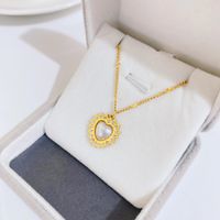 Fashion New Titanium Steel Plated 18k Gold Simple Heart-shaped Micro-diamond Clavicle Chain main image 5
