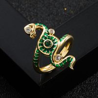Fashion Copper Gold-plated Micro-set Zircon Snake-shaped Winding Ring main image 1