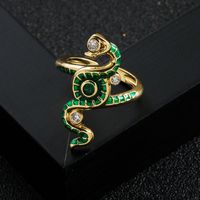 Fashion Copper Gold-plated Micro-set Zircon Snake-shaped Winding Ring main image 3