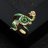 Fashion Copper Gold-plated Micro-set Zircon Snake-shaped Winding Ring main image 4