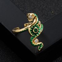 Fashion Copper Gold-plated Micro-set Zircon Snake-shaped Winding Ring main image 5